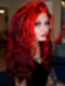 Vibrant Red With Black Hihglights Quality Human Hair Lace Wig WIG059